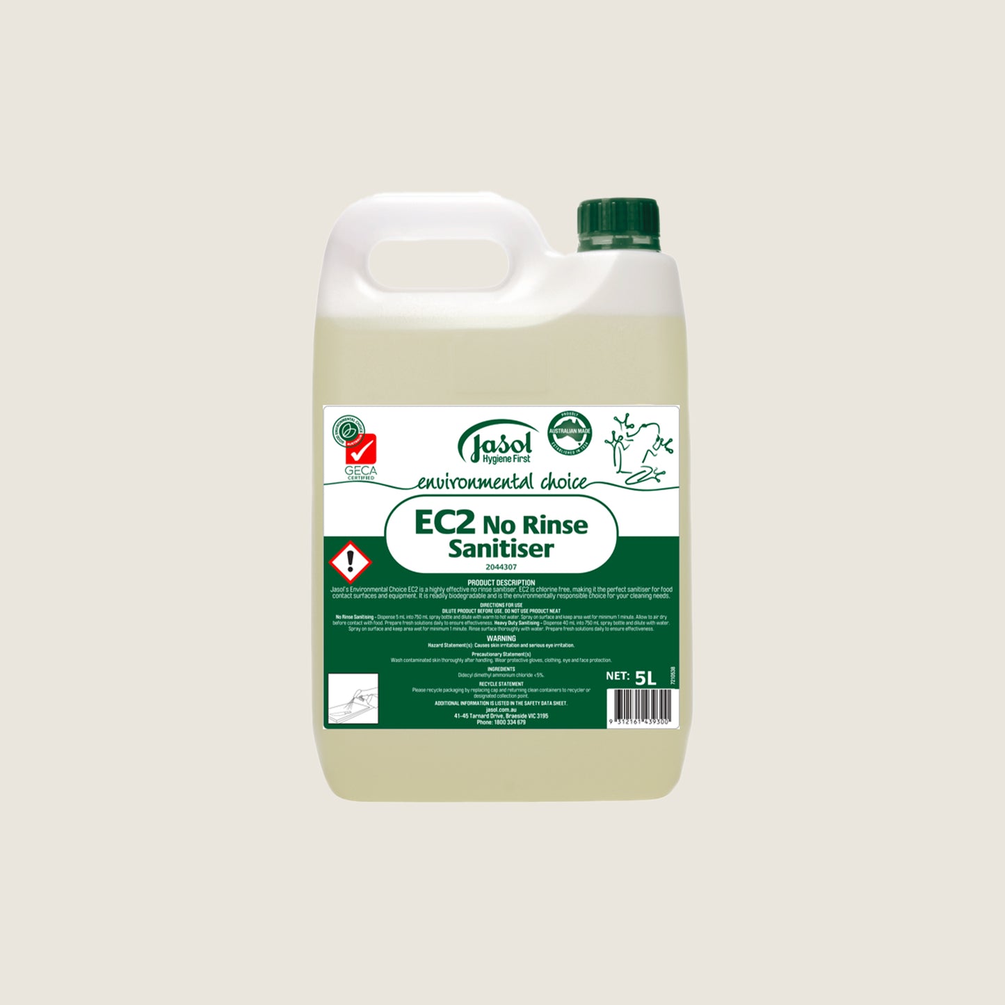 Jasol EC2 No Rinse Sanitiser 5 Litres